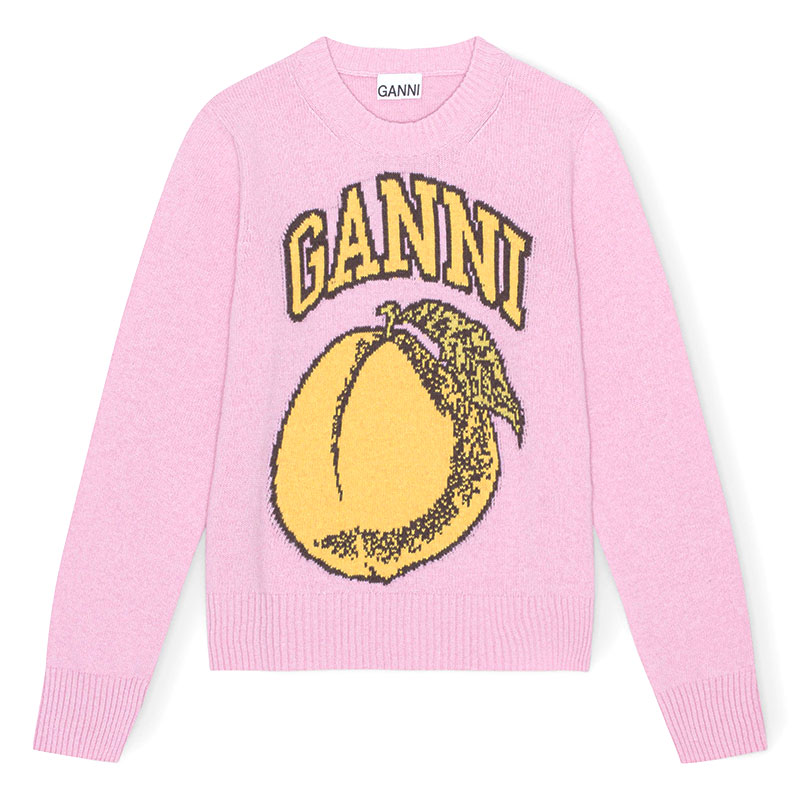 가니 / 여성 그래픽 로고 자카드 니트 핑크 K1904 491 STK