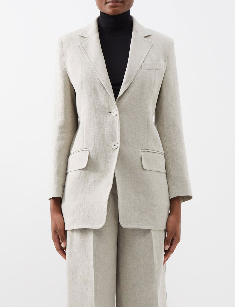 막스마라 / 여성 아델치 린넨 싱글 코트 샌드 2310410238600 001 STK - MAX MARA STUDIO