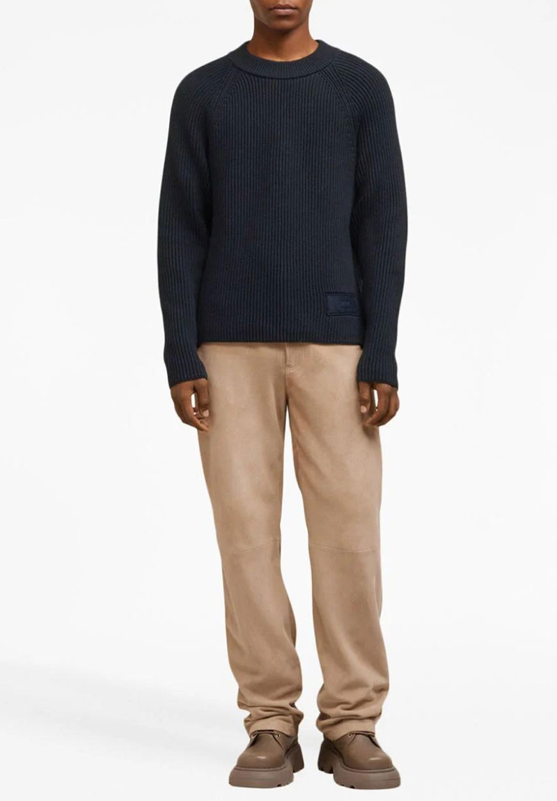 아미 / 남성 패치 크루넥 니트 네이비 HKS024 KN0031 430 STK - AMI