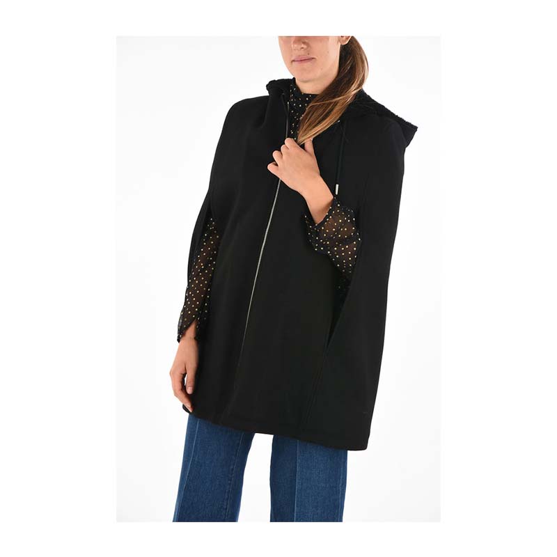  생로랑/ 여성 버진 울 후드 자켓 576500 Y968V 1000 BPG - SAINT LAURENT