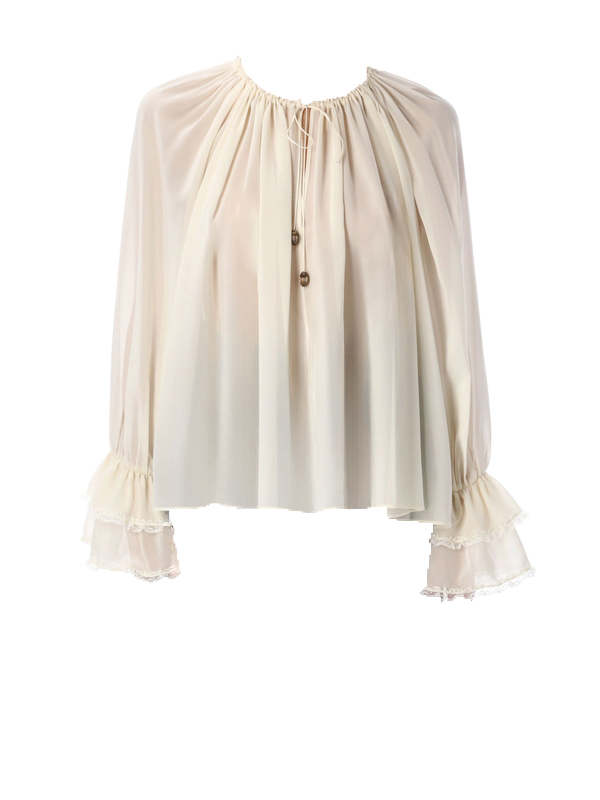 24FW 끌로에 / 여성 프릴 드로스트링 블라우스 24ACHC24WHT71117 114 PRISTINE WHITE BPG