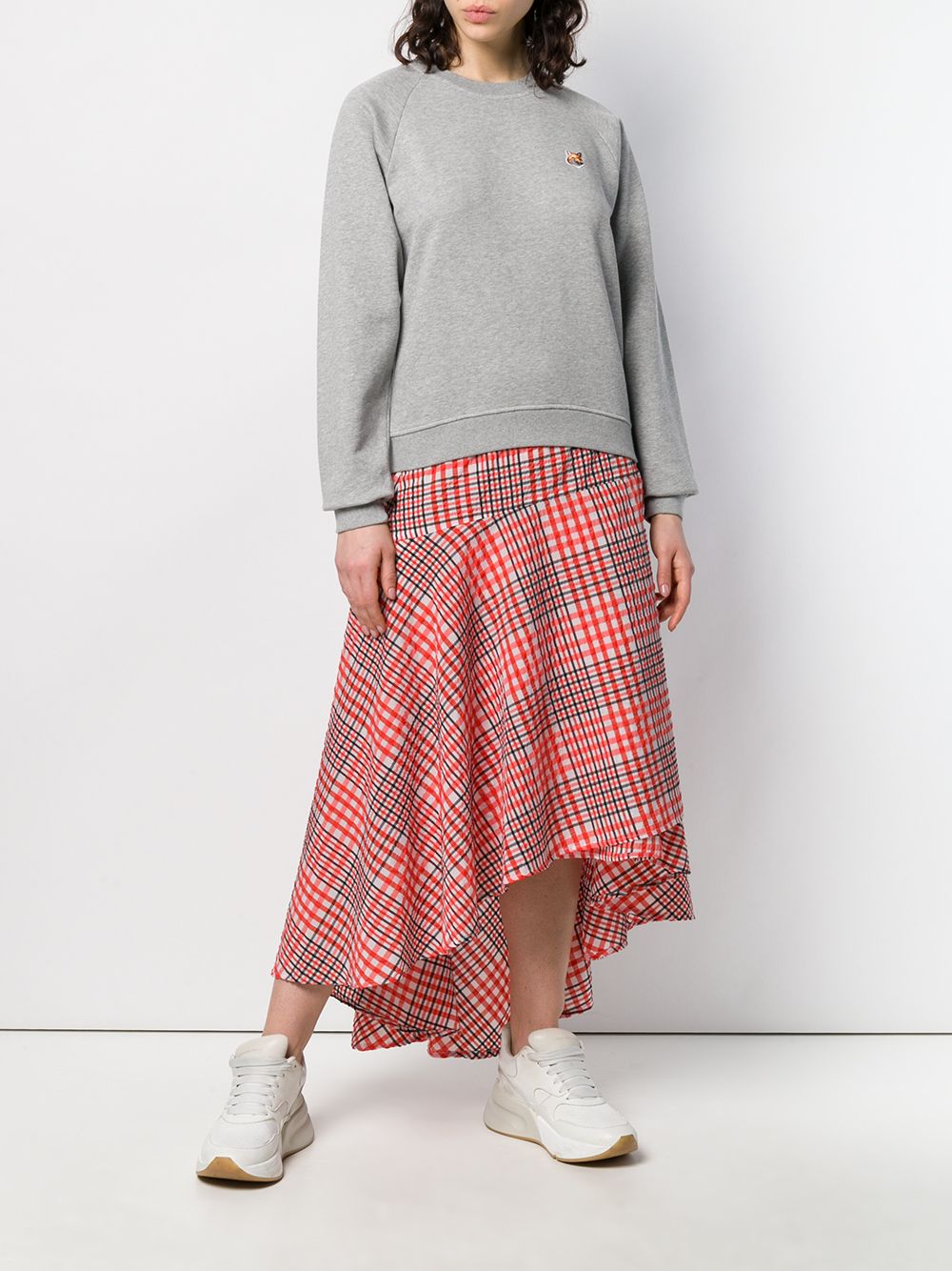 메종키츠네 / 여성 폭스헤드 패치 어드저스티드 맨투맨 그레이 AW00303KM0001 H150 STK - MAISON KITSUNE