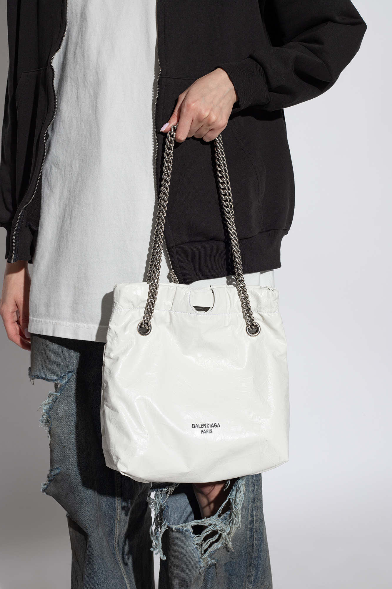 발렌시아가 / 스몰 크러쉬 토트백 화이트 742942 210IU 9001 STK - BALENCIAGA