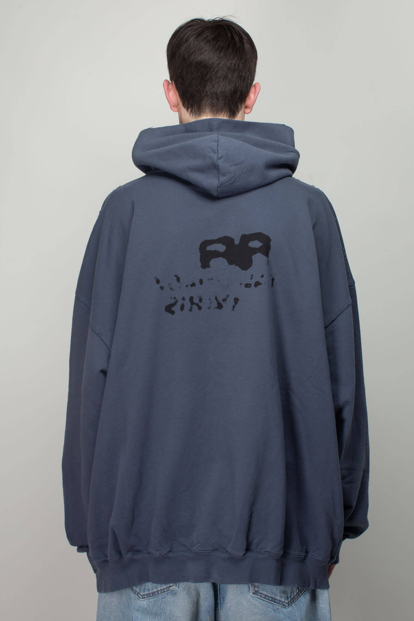 발렌시아가 / 남성 그래피티 로고 후디 네이비 620973 TNVQ1 4183 STK - BALENCIAGA