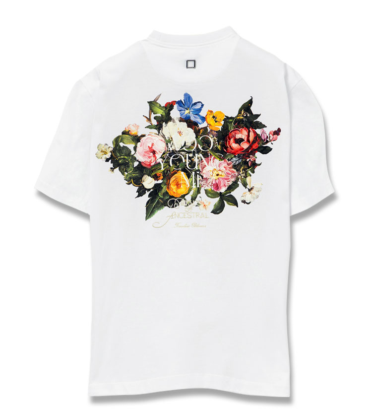 25FW 화이트 플라워 백로고 티셔츠 W253TS06701W STK