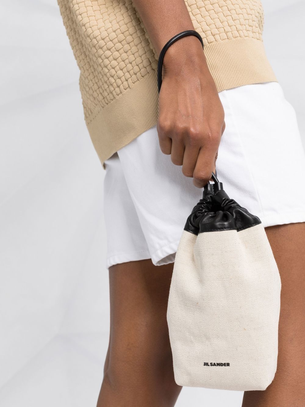 질 샌더 / 캔버스 드로스트링 덤플링 파우치 화이트 J07VL0001 P4919 102 STK - JIL SANDER