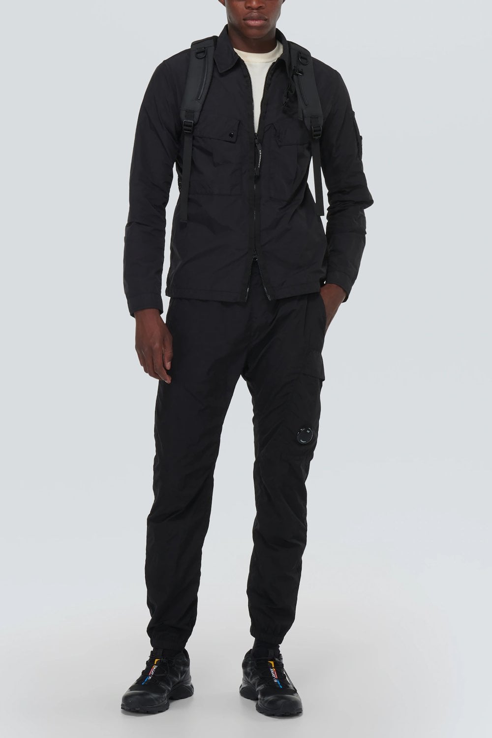  CP컴퍼니 / 남성 플랫 나일론 지퍼 긴팔 셔츠 블랙 15CMOS071A 005991G 999 STK - C.P. COMPANY