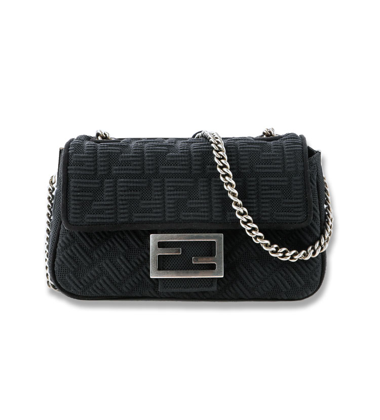  펜디 3D 텍스처 FF 패브릭 바게트 체인 미니백 8BR793AHW5 F1F2E MRK