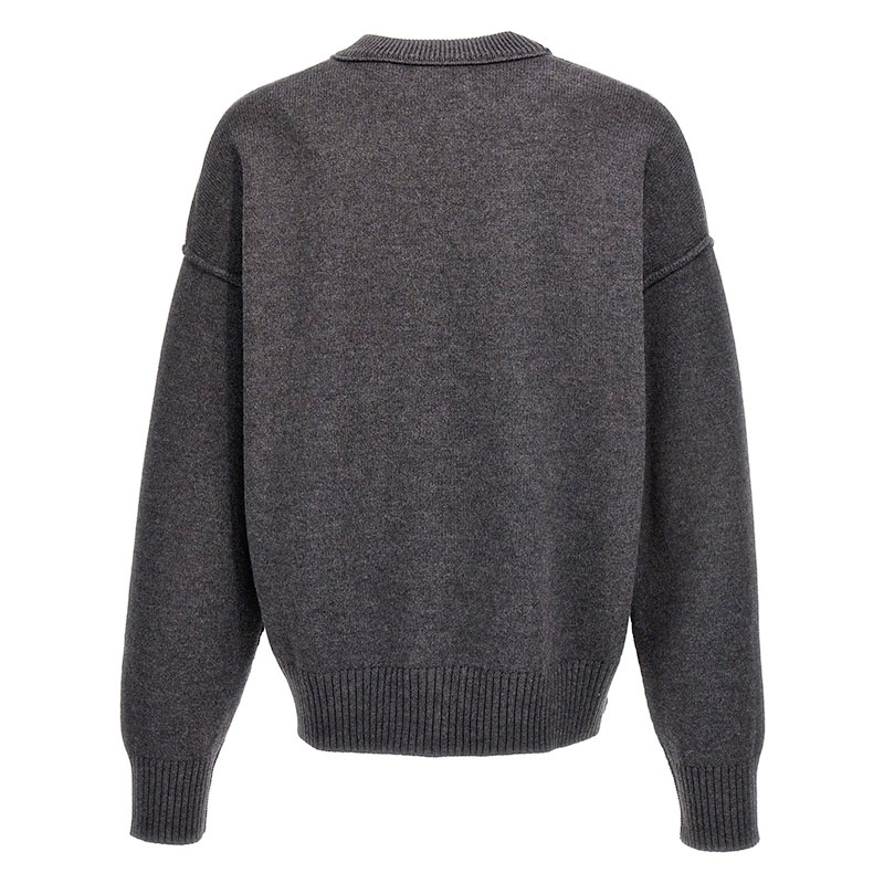 아미 / 남성 빅하트 로고 풀오버 니트 차콜 BFUKS006 018 084 STK - AMI