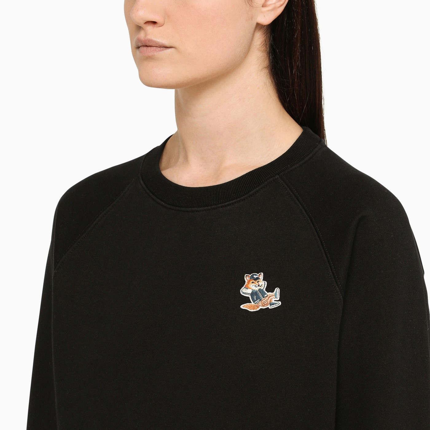 메종키츠네 / 여성 드레스드 폭스 패치 스웨트셔츠 블랙 KW00309KM0001 P199 STK - MAISON KITSUNE