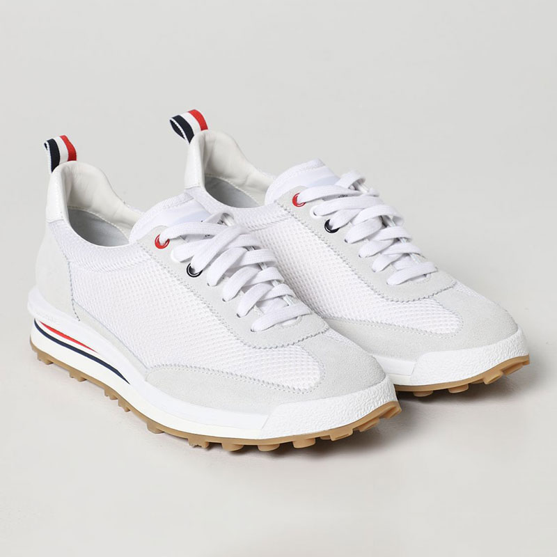  톰 브라운 / 남성 스웨이드 메쉬 스니커즈 화이트 MFD180A 03050 100 STK - THOM BROWNE