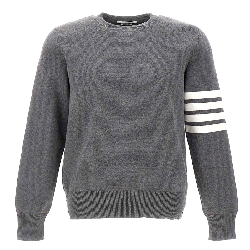 톰 브라운 / 남성 사선 완장 크루넥 코튼 니트 그레이 MKA202A 00219 035 STK