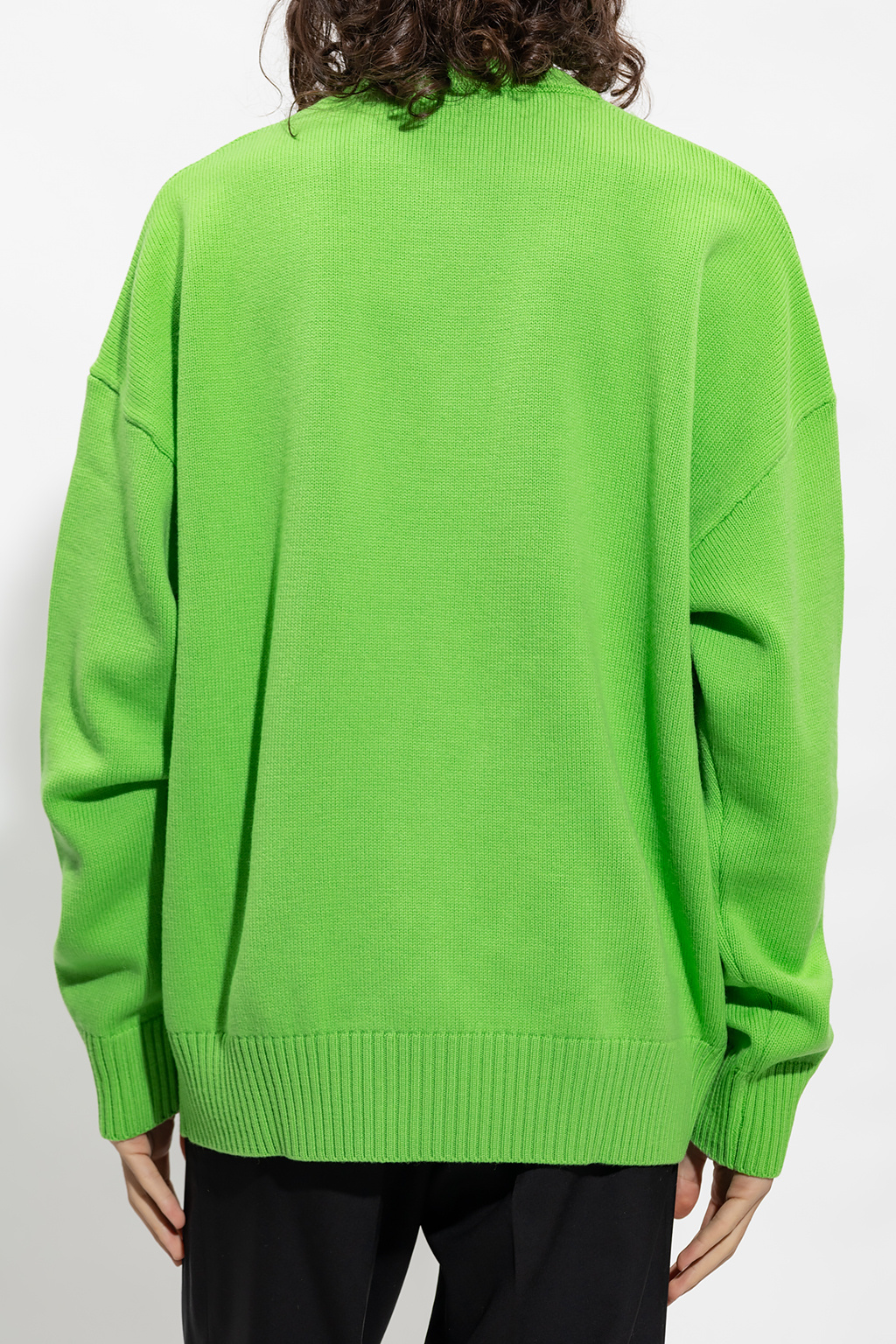 아미 / 남성 하트 인타르시아 울 니트 네온 느와르 UKS002018 324 STK - AMI