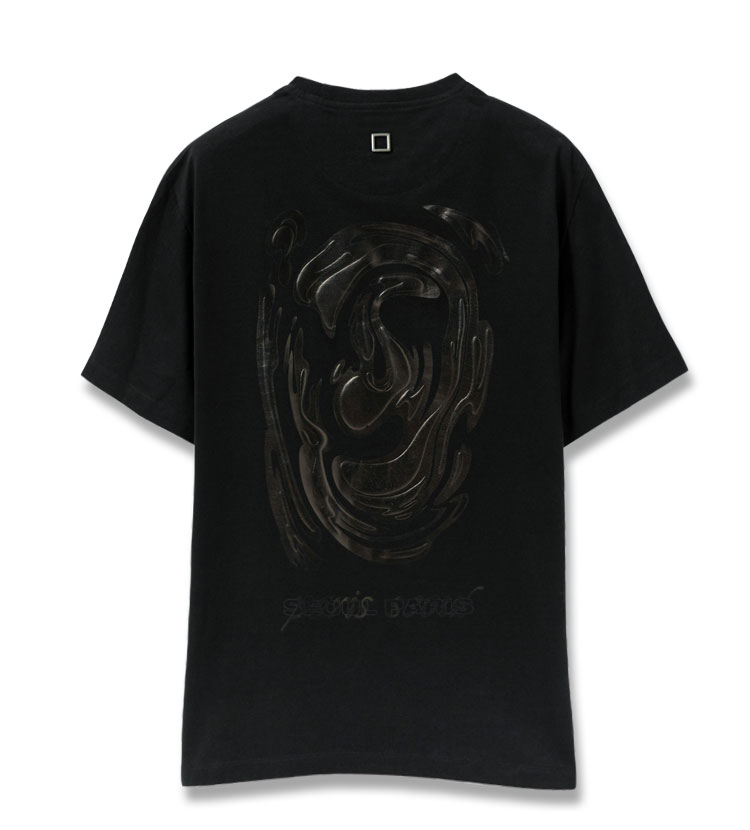 24FW 우영미 메탈릭 그래픽 티셔츠 블랙 W243TS04708B MRK
