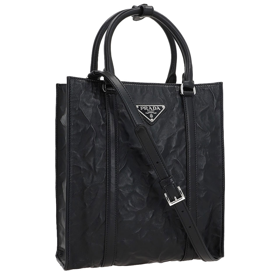 프라다 / 링클 나파 미니 토트백 블랙 1BG458 UVL F0002 V MOO STK - PRADA