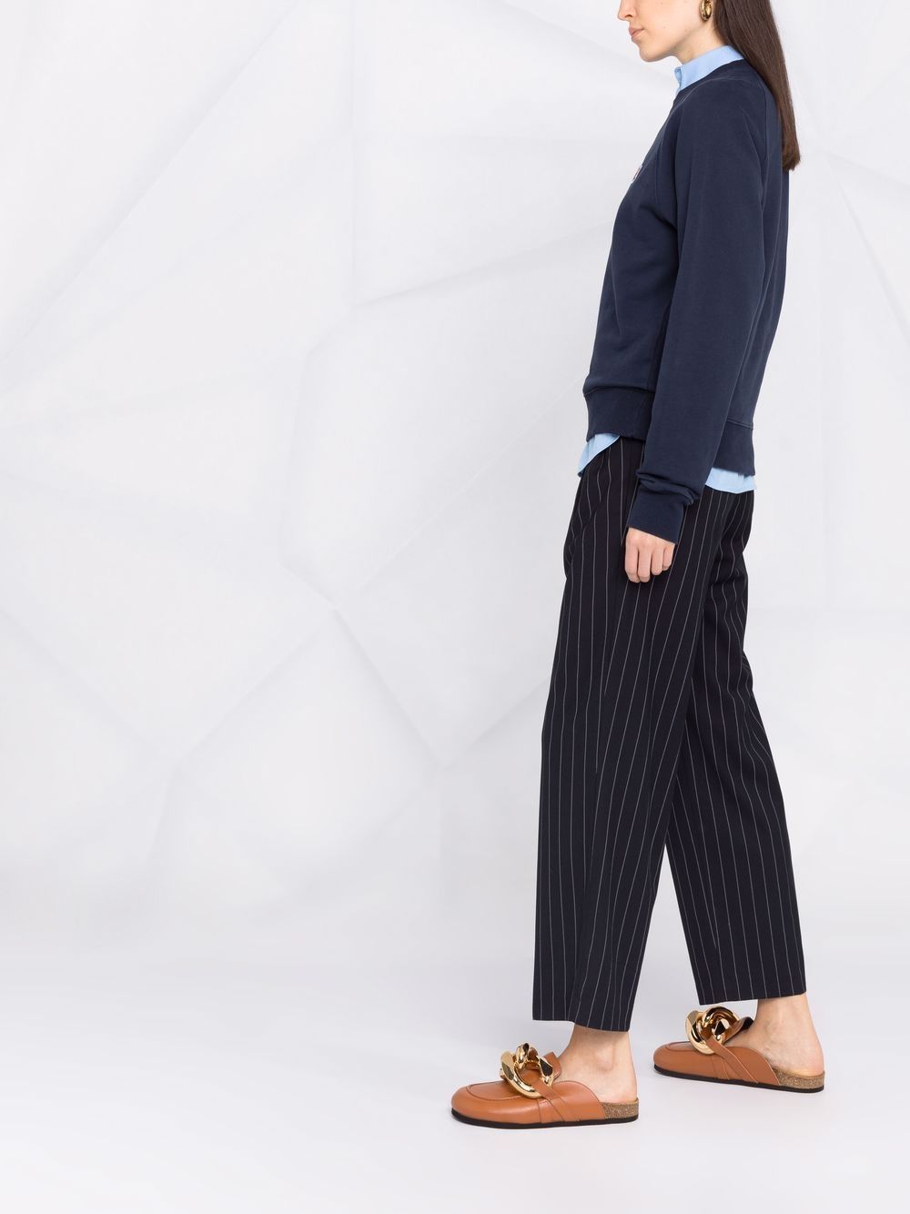 메종키츠네 / 여성 폭스헤드 패치 어드저스티드 맨투맨 네이비 AW00303KM0001 P480 STK - MAISON KITSUNE