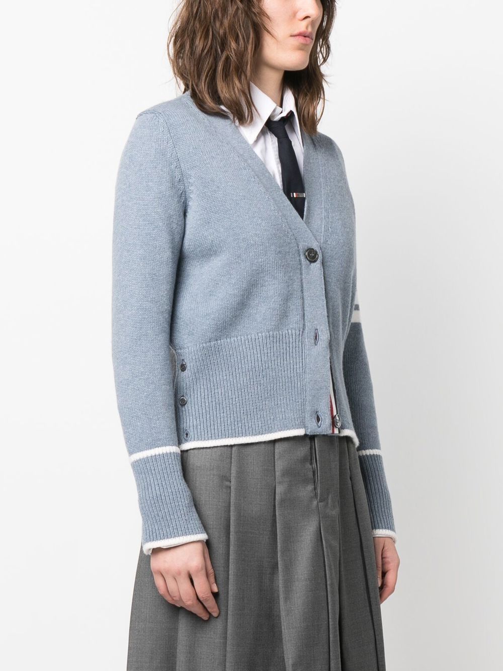 톰 브라운 / 여성 보트 아이콘 울 가디건 블루 FKC520A Y1029 440 STK - THOM BROWNE