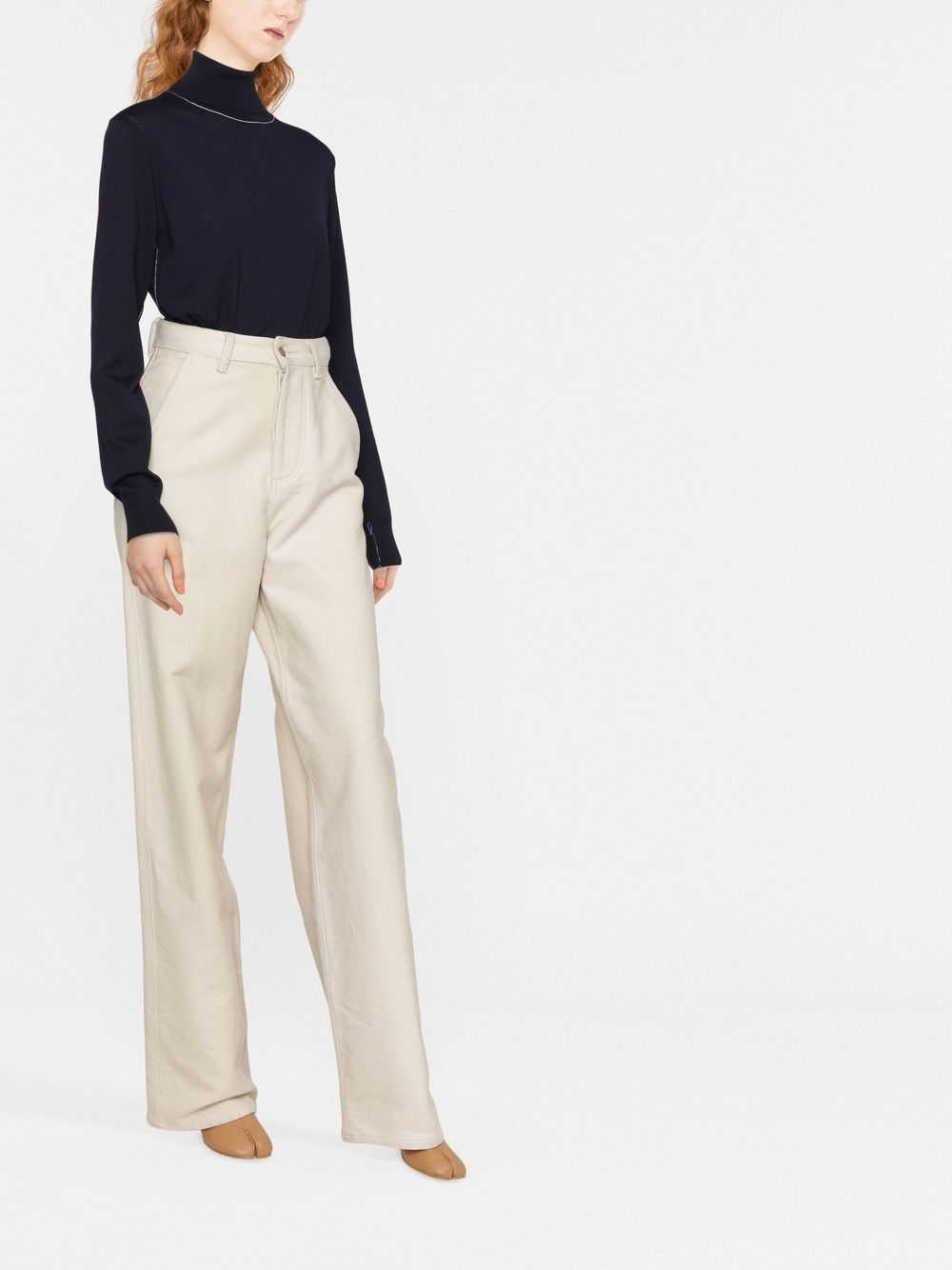 메종마르지엘라 / 여성 4선 스티치 하이넥 니트 네이비 SI0HA0006 S17814 511F STK - MAISON MARGIELA