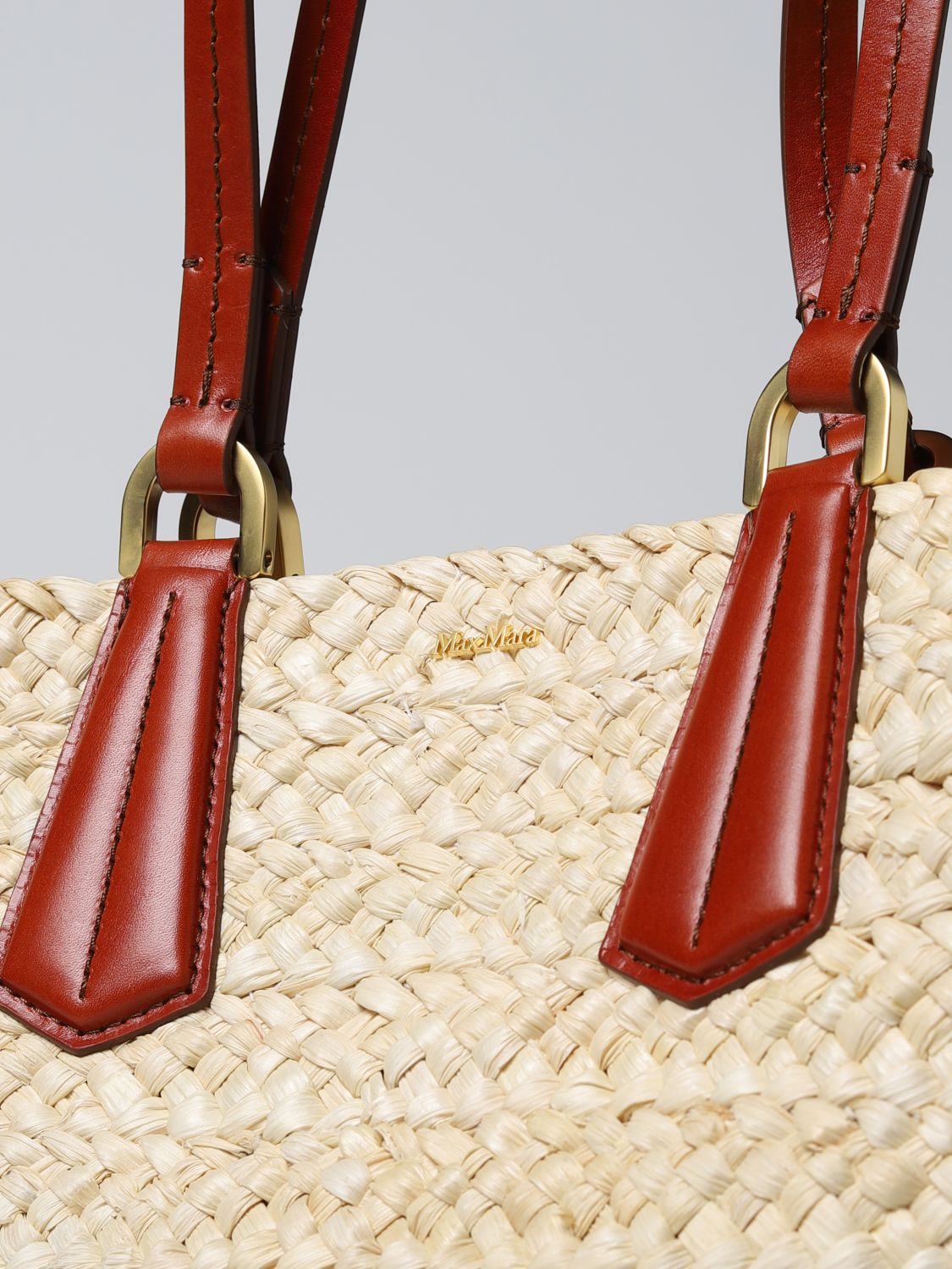 막스마라 / 파니에M 스트로우 숄더백 브라운 2345110238600 PANIERM 001 STK - MAX MARA