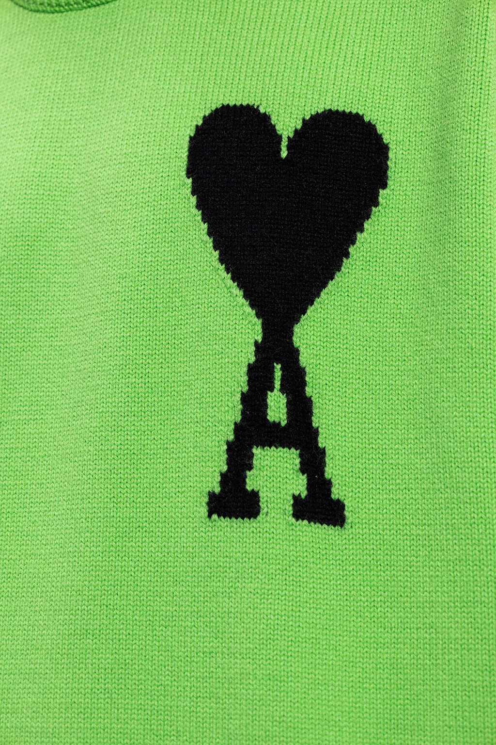 아미 / 남성 하트 인타르시아 울 니트 네온 느와르 UKS002018 324 STK - AMI