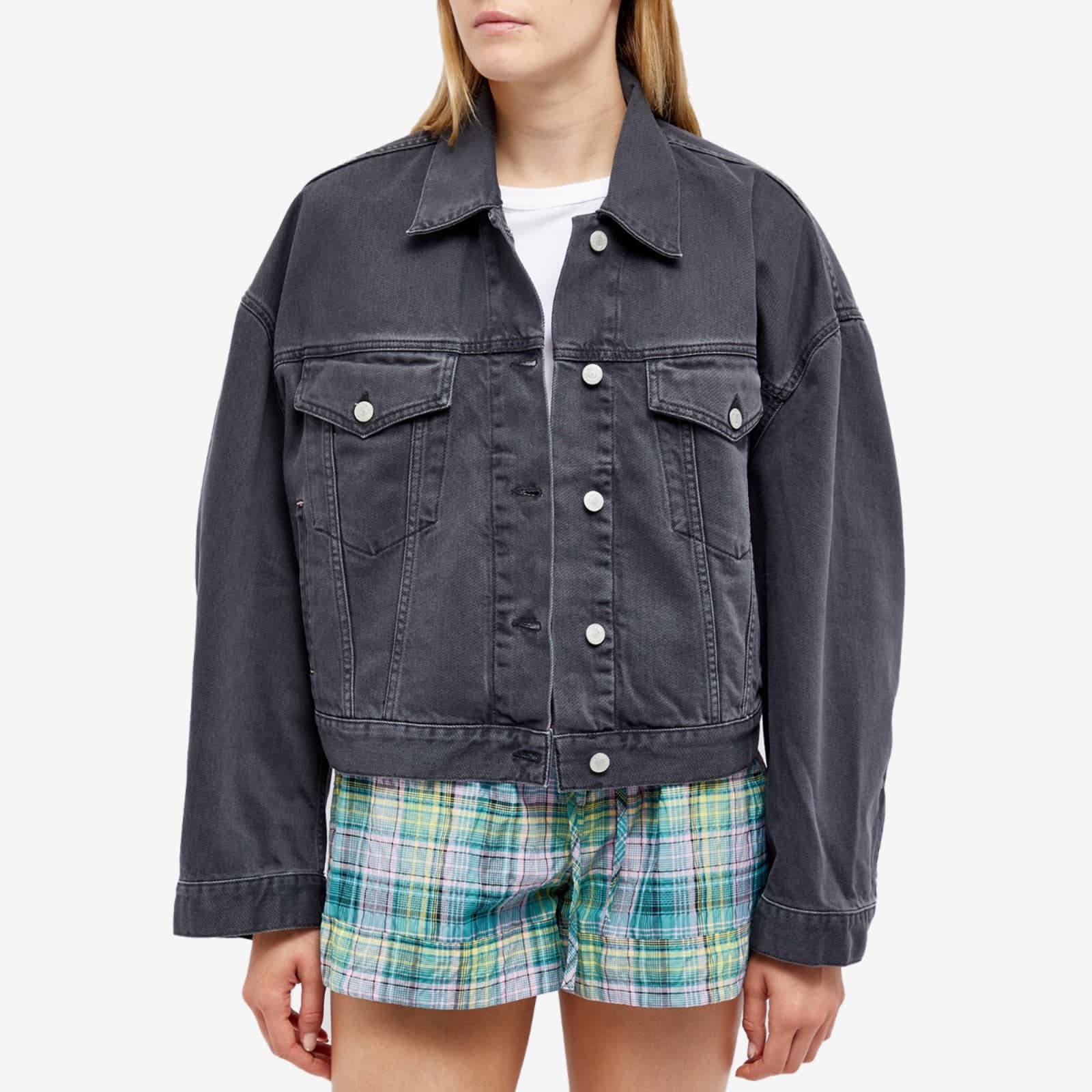 아크네스튜디오 / 여성 루즈핏 데님 자켓 트러커 자켓 그레이 A90424 AA3 STK - ACNE STUDIOS