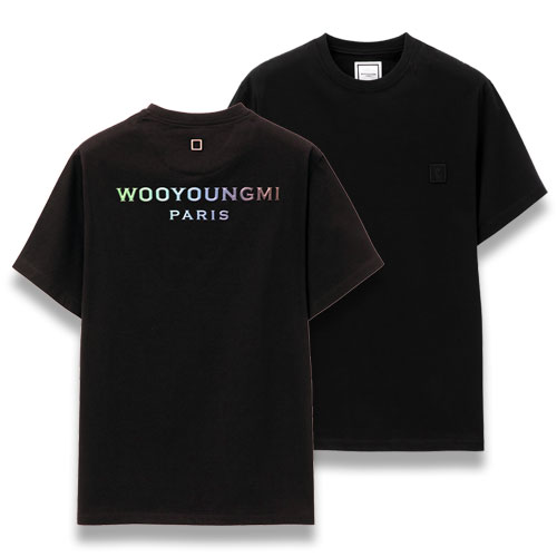  우영미 코튼 그라데이션 엠보싱 백로고 티셔츠 W241TS08708B MRK