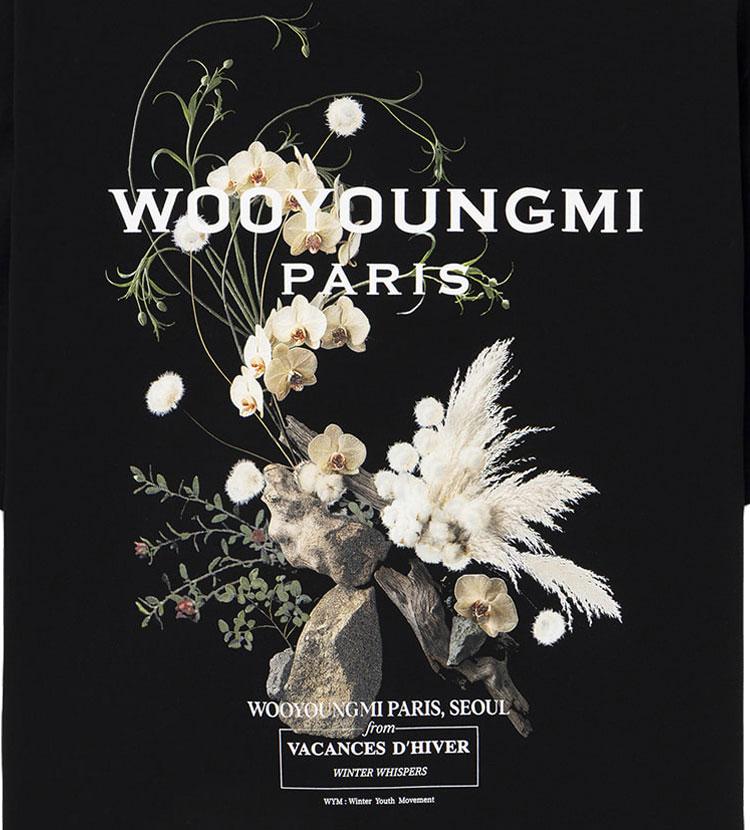 26FW 우영미 플라워 백로고 티셔츠 블랙 MRK - WOOYOUNGMI