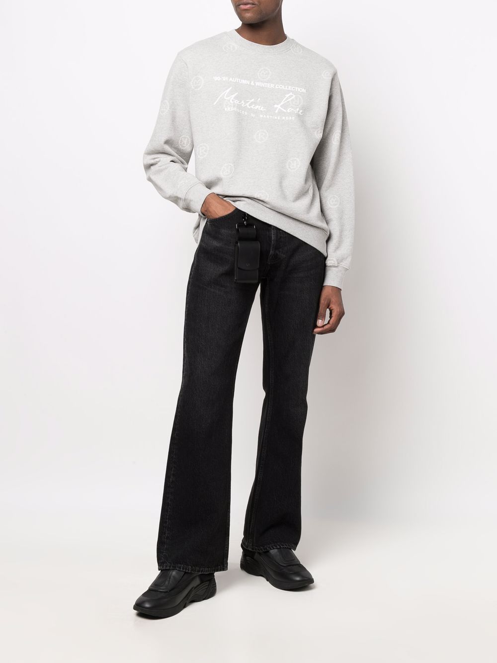 22FW 마틴로즈 / 남성 R 패턴 로고 스웨트셔츠 그레이 CMRSS22601FJ GREY STK - MARTINE ROSE