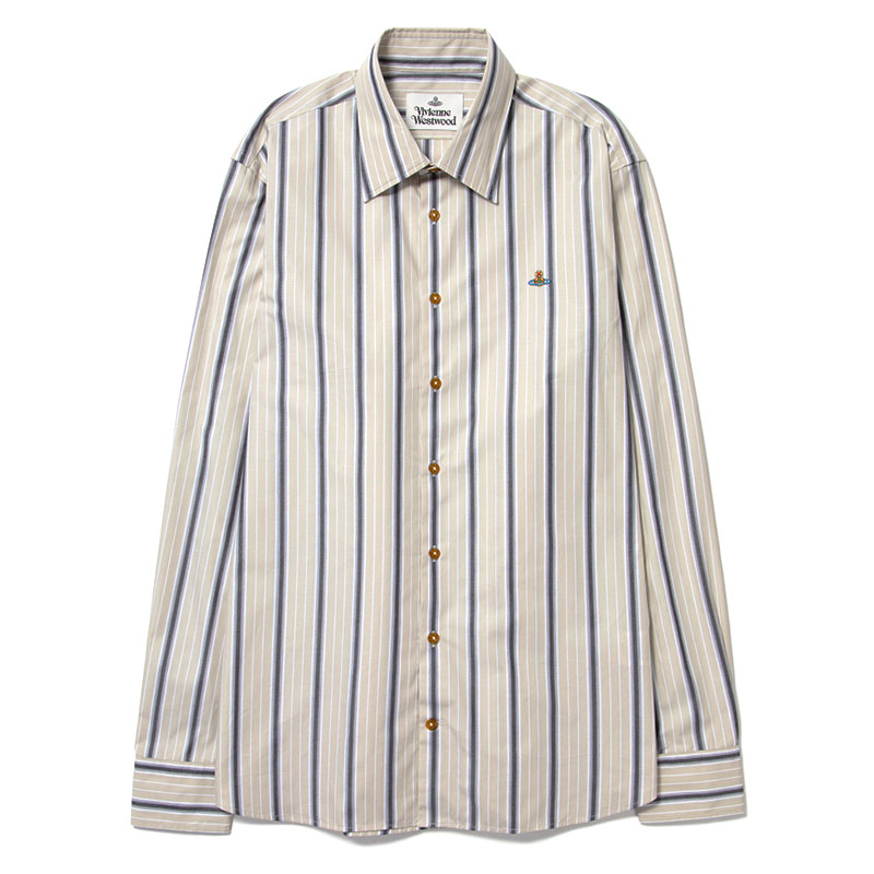 비비안웨스트우드 / 남성 고스트 스트라이프 긴팔 셔츠 세이지그린 2401000J W003V C201 STK