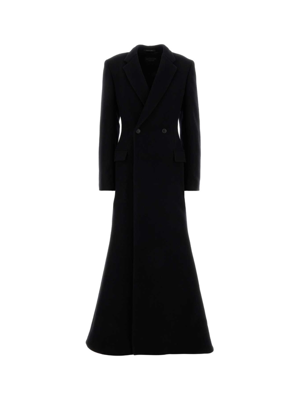 발렌시아가 / 여성 울 더블 브레스티드 코트 850599TTU07 Black BPG