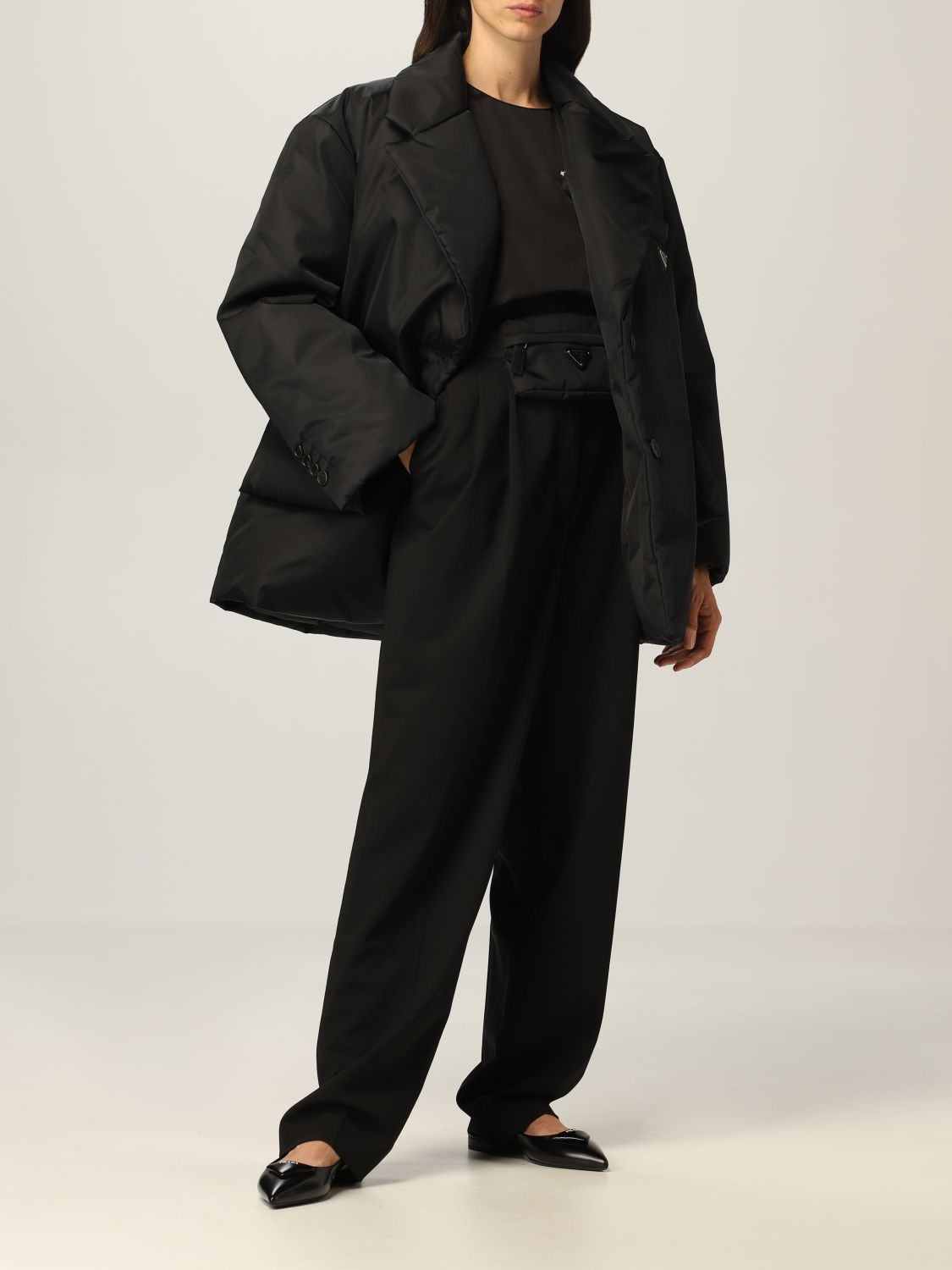 프라다 / 여성 삼각 로고 리나일론 패딩 자켓 블랙 29D862 1WQ8 F0002 STK - PRADA