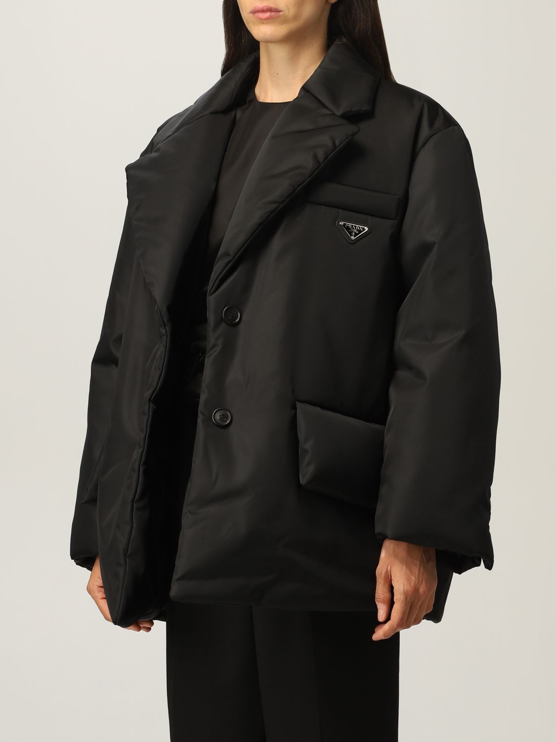 프라다 / 여성 삼각 로고 리나일론 패딩 자켓 블랙 29D862 1WQ8 F0002 STK - PRADA