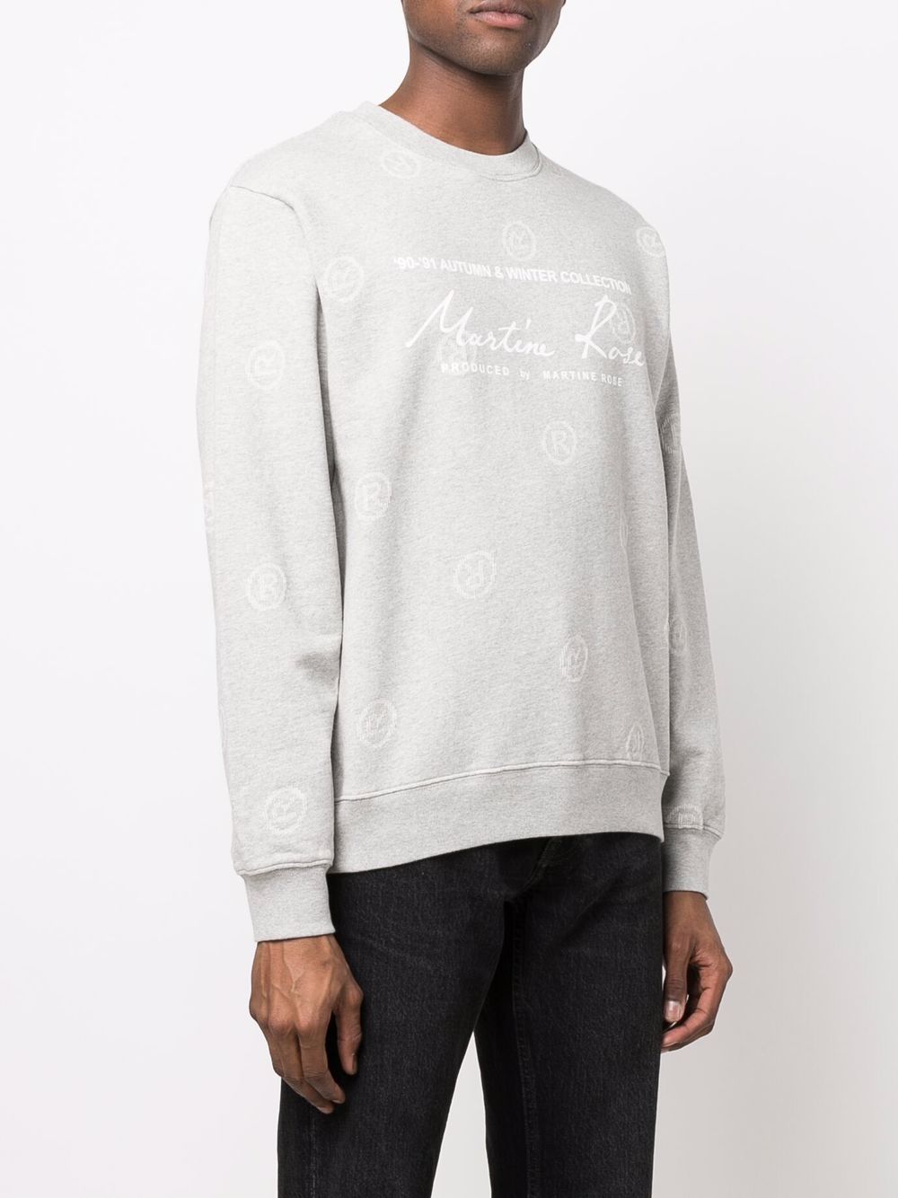 22FW 마틴로즈 / 남성 R 패턴 로고 스웨트셔츠 그레이 CMRSS22601FJ GREY STK - MARTINE ROSE