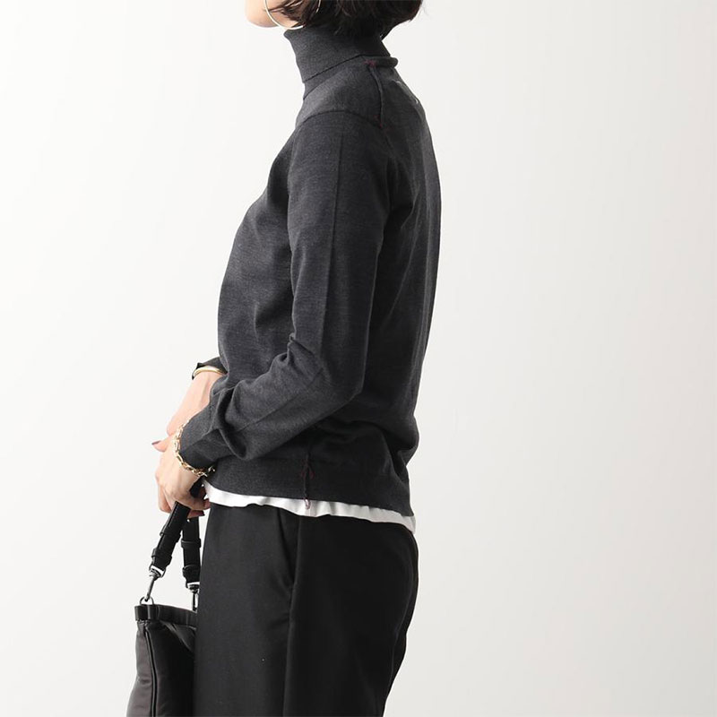 메종마르지엘라 / 여성 4선 스티치 하이넥 니트 그레이 SI0HA0006 S17814 860F STK - MAISON MARGIELA