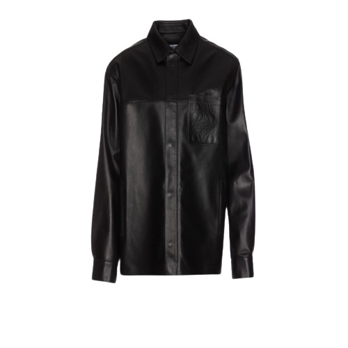 로에베 / 남성 아나그램 포켓 레더 긴팔 셔츠 H526Y31L14LE Black BPG