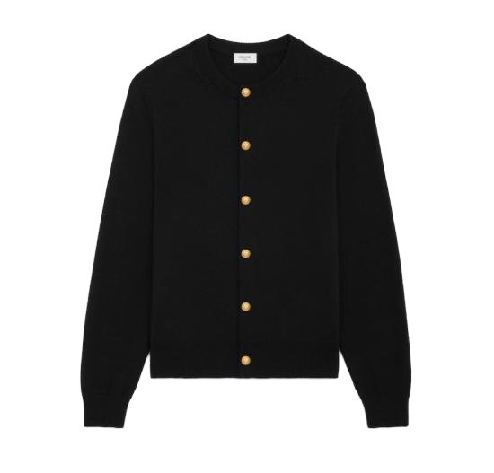 25SS 셀린느 / 로고 버튼 스코티쉬 캐시미어 가디건 RV08M264W 38NO BLACK BPG