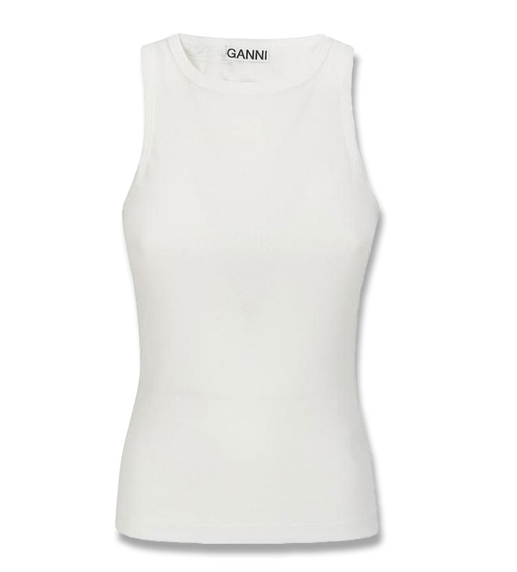 25FW 가니 리브 코튼 로고패치 탱크탑 화이트 T3897-151