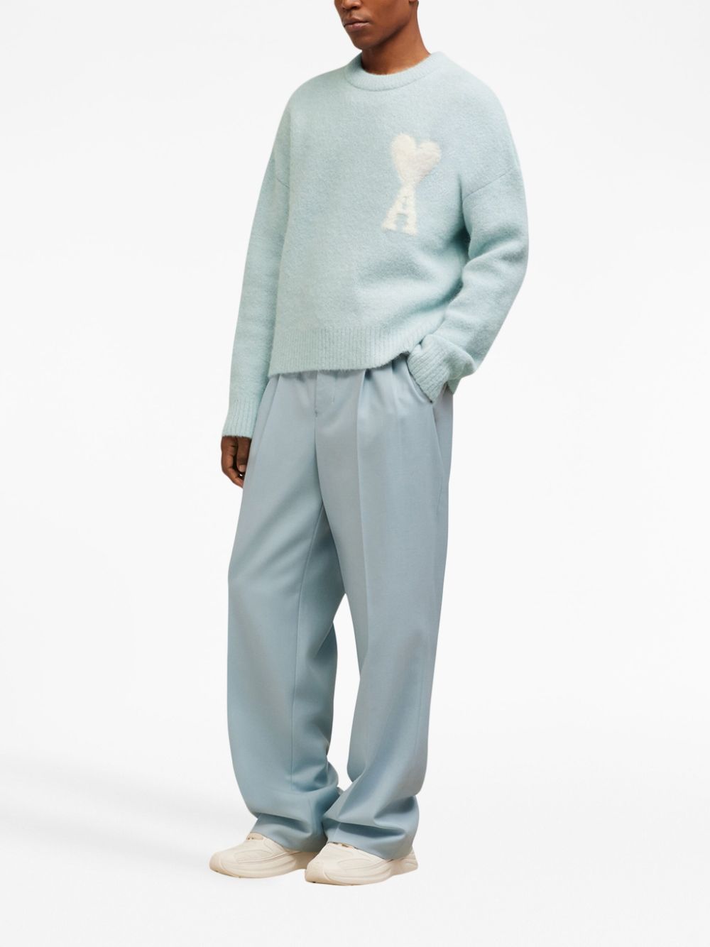 아미 / 남성 빅하트 로고 알파카 니트 스카이블루 UKS025 KN0032 482 STK - AMI