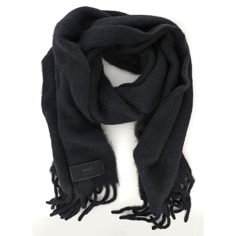 아미 / 공용 오버사이즈 울 머플러 블랙 USF417 AA0003 001 STK - AMI