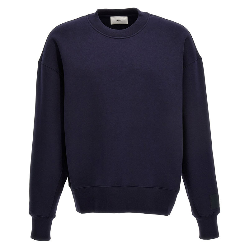 23FW 아미 / 남성 새틴 패치 로고 스웻셔츠 네이비 USW017 740 430 STK - AMI