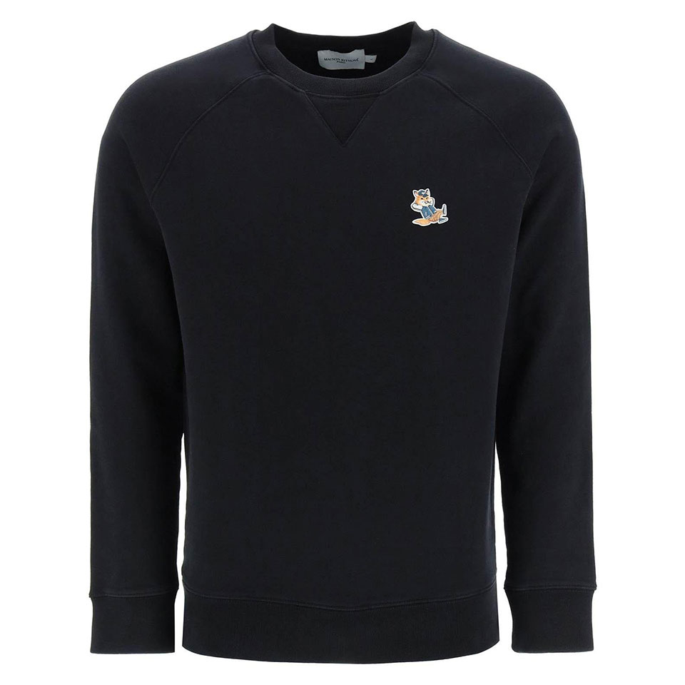 메종키츠네 / 남성 드레스드 폭스 패치 스웨트셔츠 블랙 KM00304KM0001 P199 STK