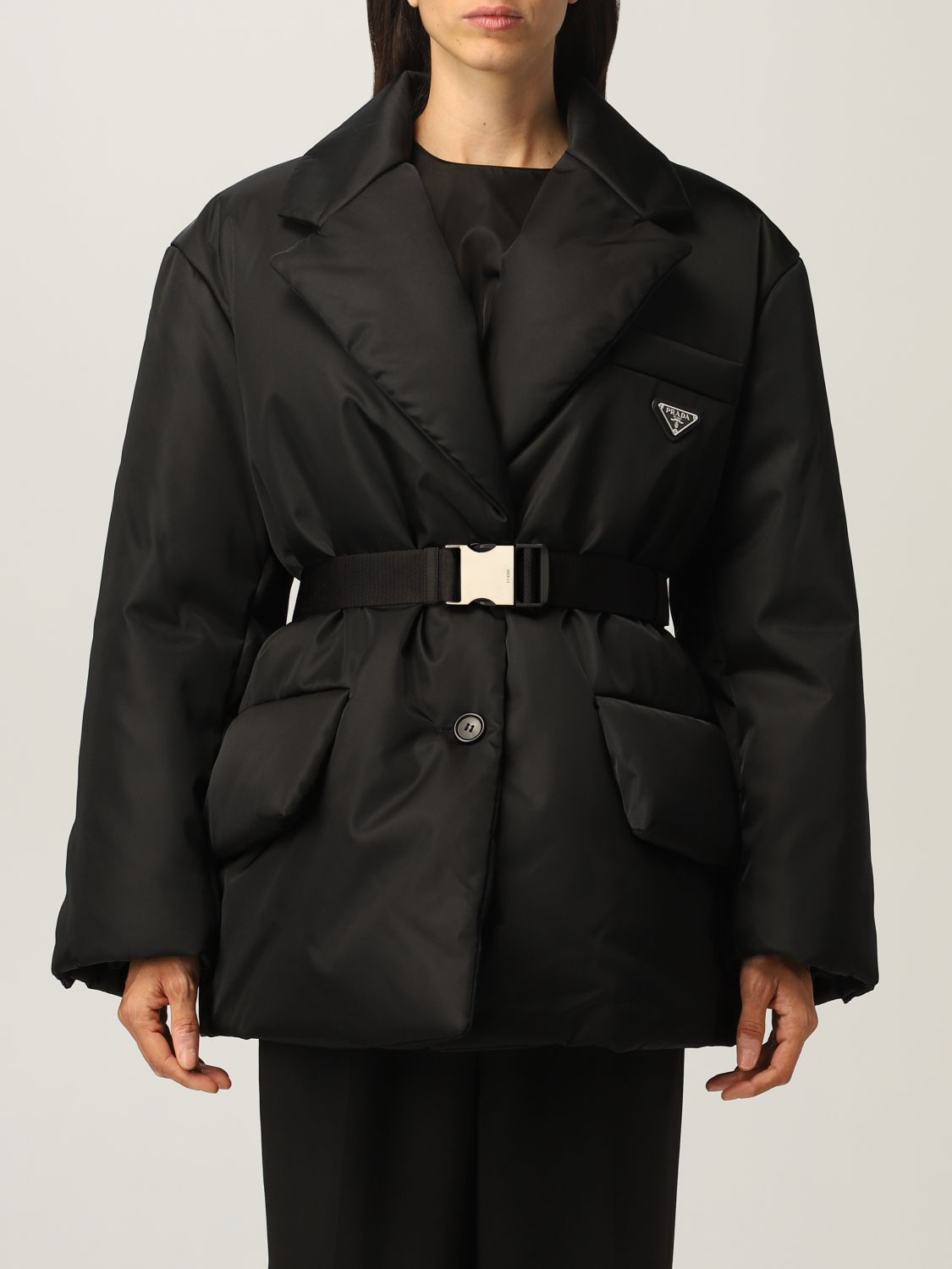 프라다 / 여성 삼각 로고 리나일론 패딩 자켓 블랙 29D862 1WQ8 F0002 STK - PRADA