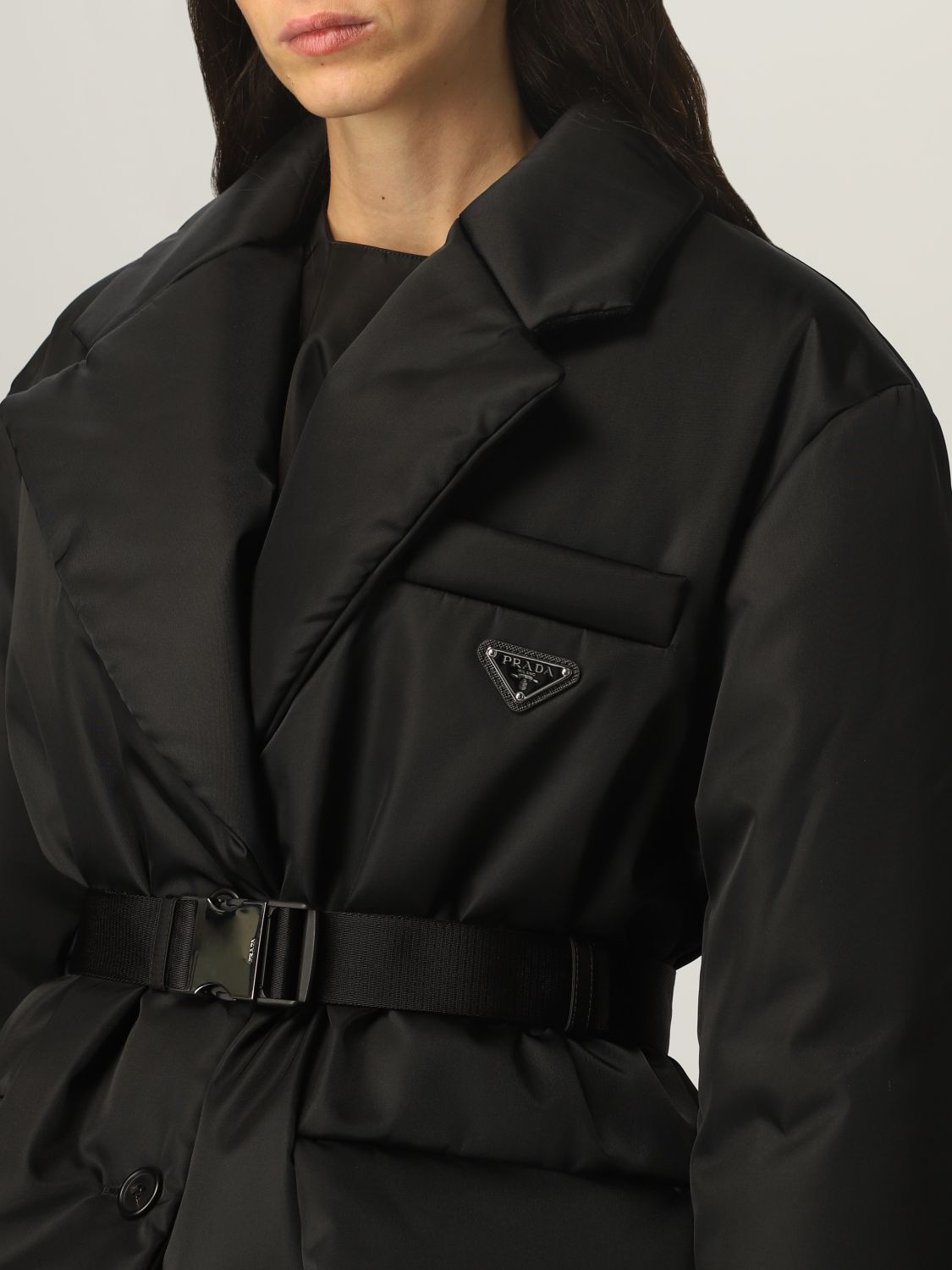 프라다 / 여성 삼각 로고 리나일론 패딩 자켓 블랙 29D862 1WQ8 F0002 STK - PRADA