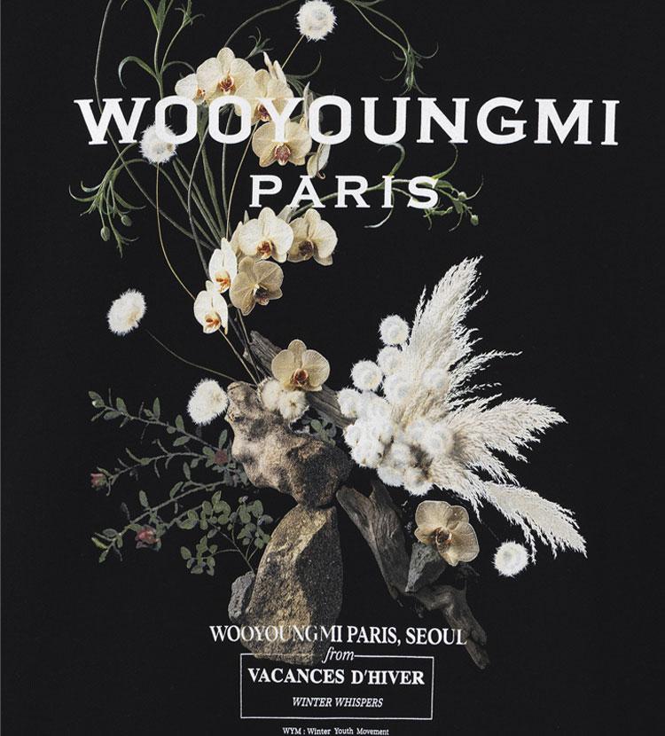 26FW 우영미 플라워 백로고 후드 티셔츠 블랙 MRK - WOOYOUNGMI