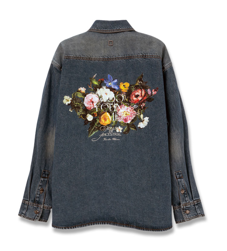 25FW 우영미 블루 플라워 백로고 데님 자켓 W253SH26885L MRK