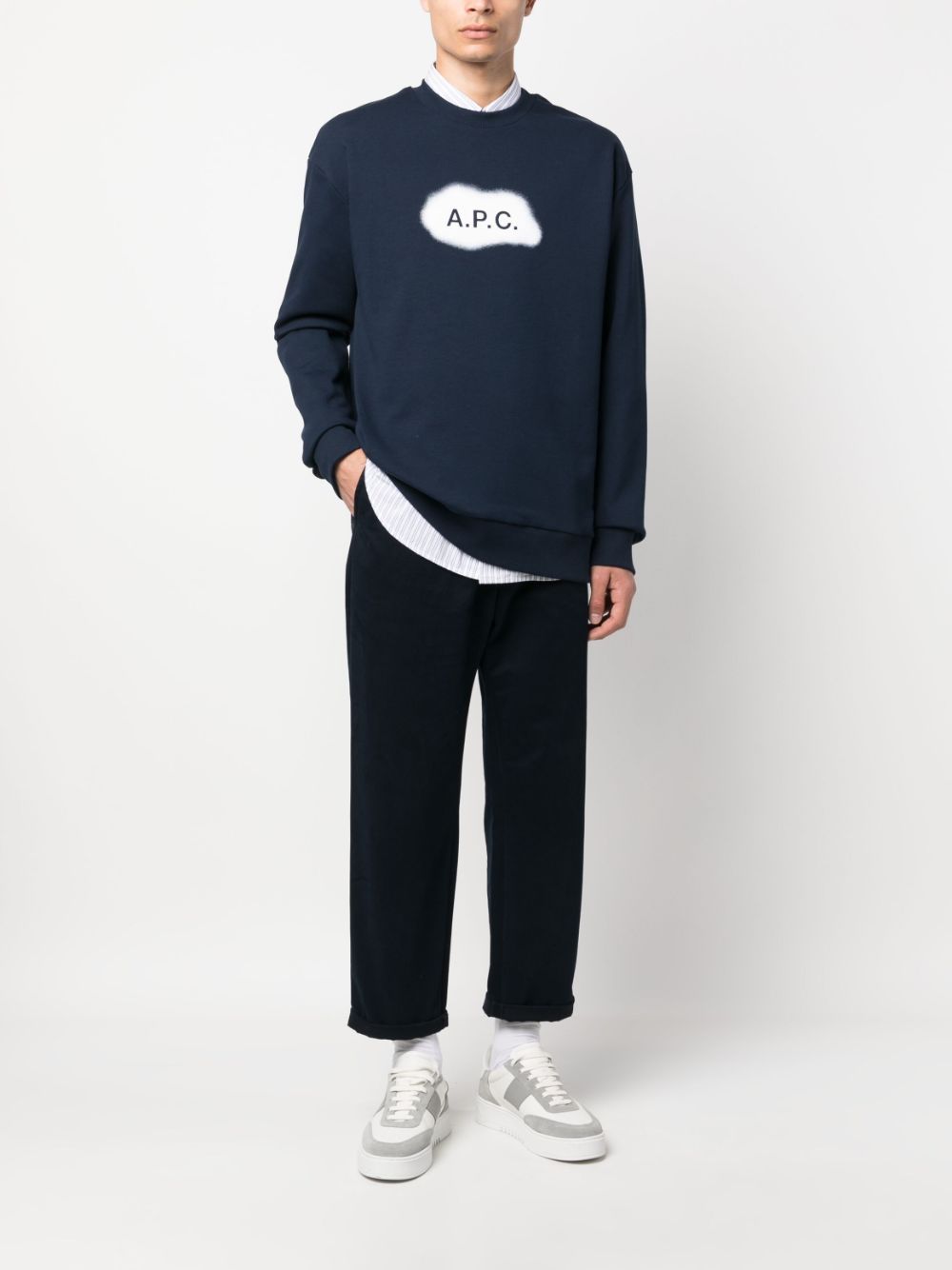 아페쎄 / 남성 알라스터 로고 스웨트셔츠 네이비 COEIP H27825 IAK STK - A.P.C.