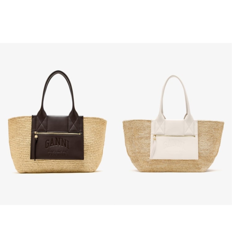 25FW 가니 이지 쇼퍼백 미디엄 라탄 토트백 브라운/아이보리 2종 A6823 STK