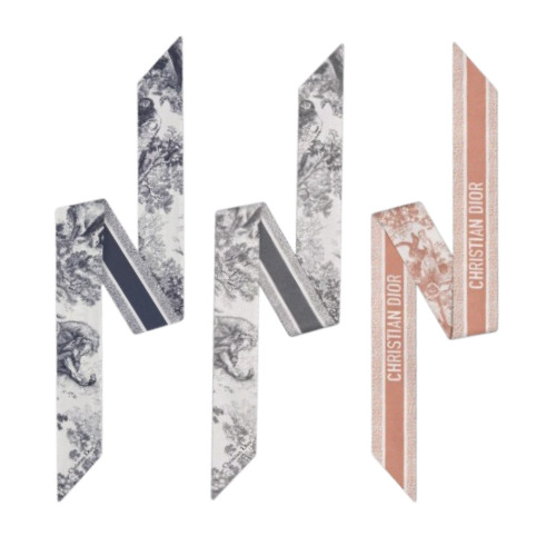 25SS [선물포장]디올 플라워 뜨왈드주이 스카프 3종 그레이, 핑크, 네이비 MRK