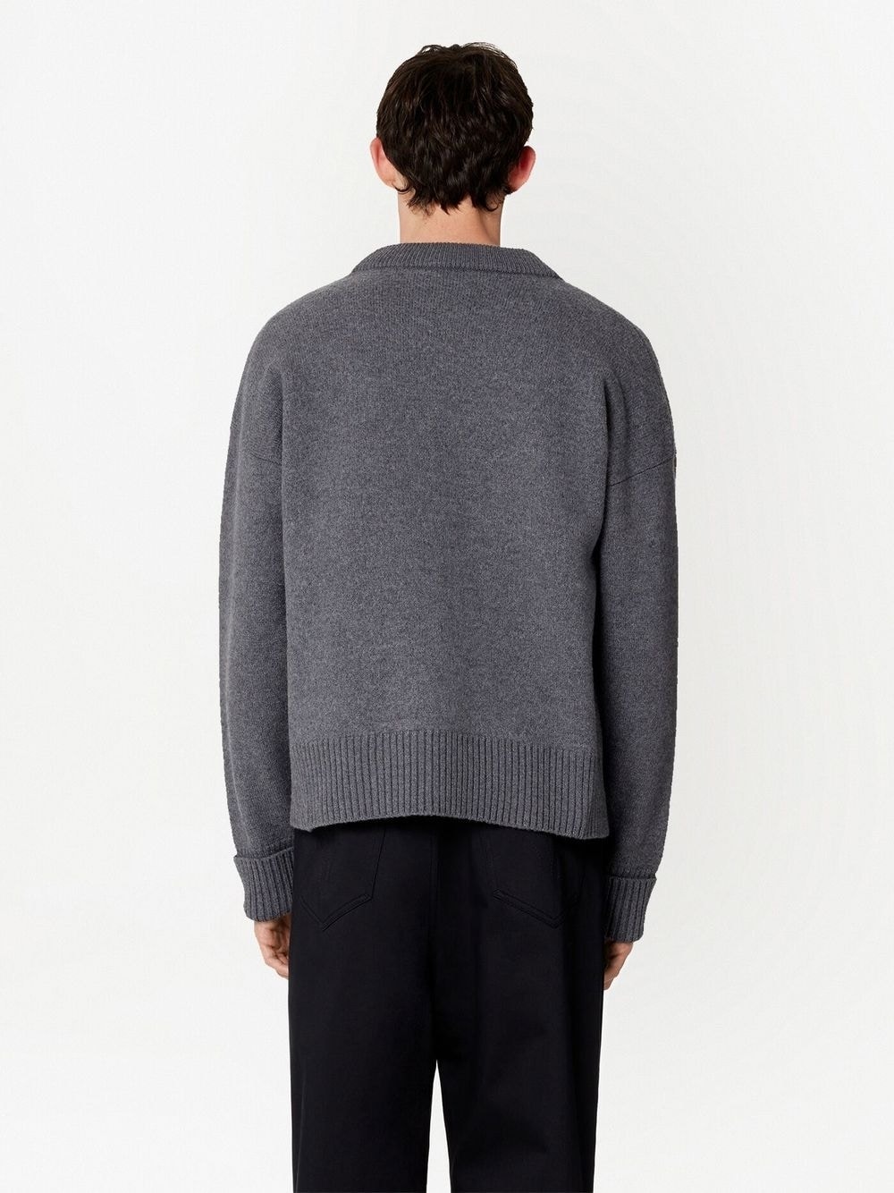 아미 / 남성 레드 하트 로고 가디건 헤더그레이 UKC002 018 084 STK - AMI