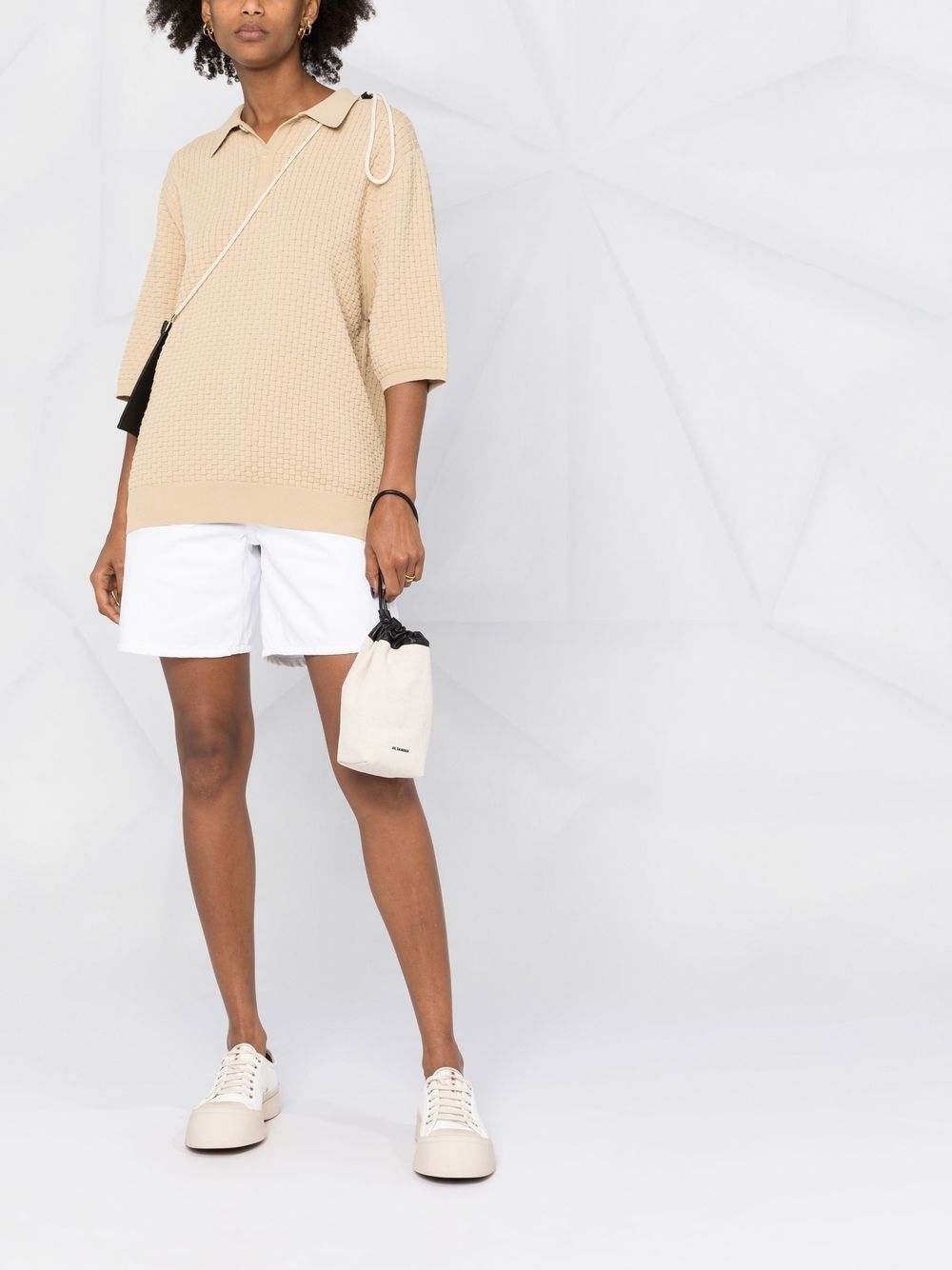 질 샌더 / 캔버스 드로스트링 덤플링 파우치 화이트 J07VL0001 P4919 102 STK - JIL SANDER